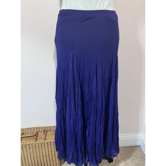 Vintage Fairy Crinkle Maxi Skirt Asymmetrical Artsy Boho Purple Sz M Stretchy - Picture 4 of 8